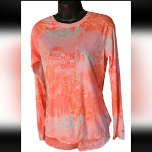 Reel Legends Pink and White Long Sleeve Relaxed Tee Sz M